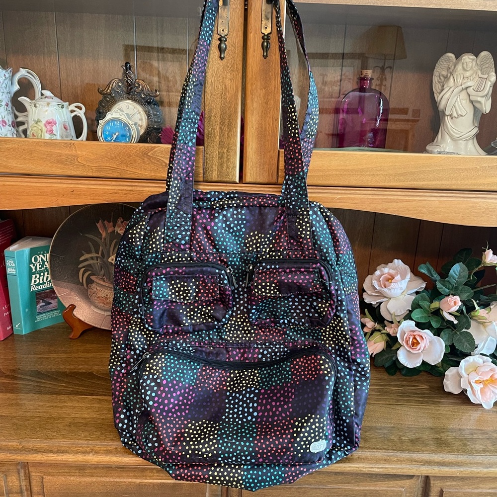 Women’s Polka Dot Tote Bag in Teal & Purple